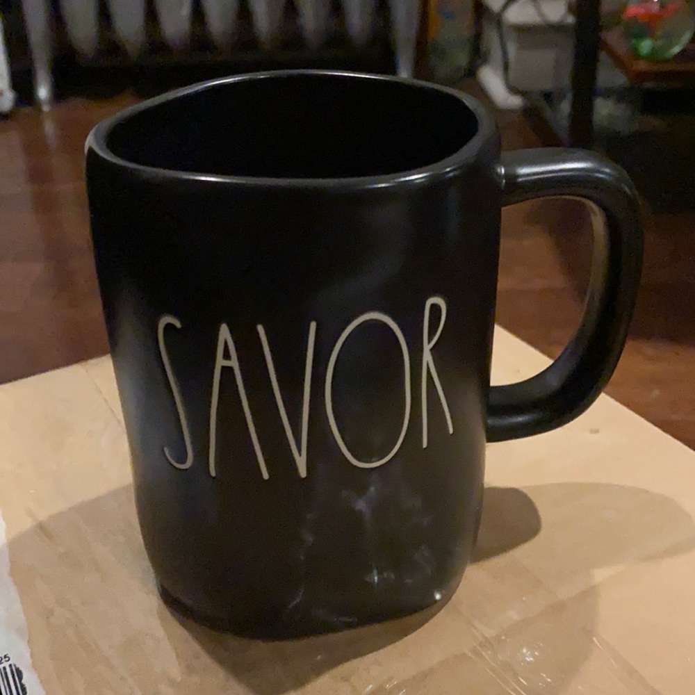 Rae Dunn Black Savor Ceramic Mug